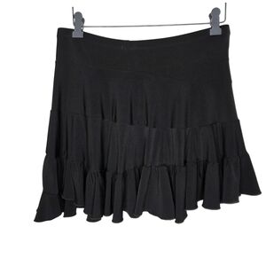 United Colors of Benetton Black Tiered Ruffle Stretch Jersey Mini Skirt, Medium